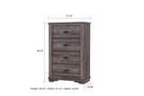 1pc Contemporary Four Drawers Chest Bed Side Cabinet Wooden Furniture Rustic Gray Color B2741P335231