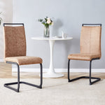 ZUN Dining Chairs,tech cloth High Back Upholstered Side Chair with C-shaped Tube Black Metal Legs for W115155748