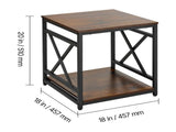 2-Tier Square Side Table with Open Shelves, Modern Nightstand with X-Design Metal Frame, Wooden 94576506
