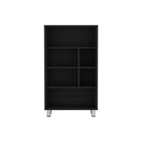 ZUN Bookcase 40.6" H, 6 shelves, 4 legs, Black B097P250871