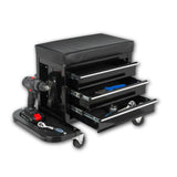 3-Drawer Tool Chest Rolling Mechanic Seat with Tool Trays,350lbs Max Weight Capacity,Black W2660P276699