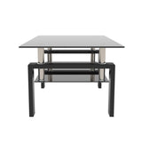 ZUN Rectangle Black Glass Coffee Table, Clear Coffee Table,Modern Side Center Tables for Living W24138125