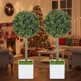 2PCS Set Artificial Tree Fake Plants Natural Boxwood Topiary Balls with 114 PE Leaves Tree Indoor 65465292