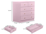 25.98"*15.75"*35.83" 4-Tier 5-Drawer Cabinet Drawer Dresser with Gold Handles Macaron Pink 63674916