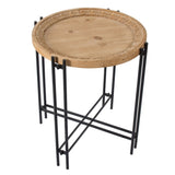 21.5" x 24" Round Side Table With Wood Top, End Table for Living Room Bedroom W2078P144748