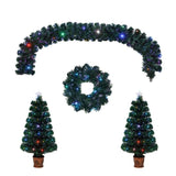 ZUN Pre-lit Optical Fiber Christmas Artificial Tree 4-Piece Set, Christmas Garland, Wreath and set of 2 93948473