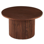 ZUN Walnut Wood Veneer Tabletop 27.56 Inch Round Coffee Table, Farmhouse Circle Coffee Table MDF W1164P225857