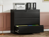 3 Drawer Lateral File Cabinet with Lock Heavy-Duty Metal Filing Cabinet for Home Office, Wide 10304319