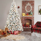 Artificial 6ft Flocked Christmas Tree with 678 PVC Branch Tips, 250L Warm white led, Round head, 66545542