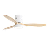 ZUN 52 Inch Flush Mount Ceiling Fan DC 3 Solid Wood Fan Blade Noiseless Reversible Motor Remote Control W934P146081