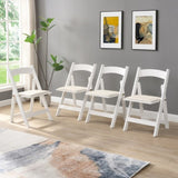Upholstered folding chair,space saving, easy to carry, ,4PCS,Beige cushion/white shelf,Dining room W495P193649