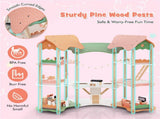 3-Tier Dollhouse with 7 Rooms & 31 Cute Furniture, MDFPine Wood Corner Design Kids Toy 08995509