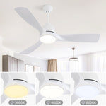 ZUN 54 Inch White ABS Ceiling Fan With 6 Speed Smart Remote Control Dimmable Reversible DC Motor For 36014381