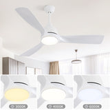 ZUN 54 Inch White ABS Ceiling Fan With 6 Speed Smart Remote Control Dimmable Reversible DC Motor For 36014381