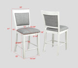 ZUN Farmhouse Style 2pc White & Gray Linen Counter Height Chair Bar Stool Footrest Wooden Furniture B011P148063