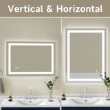 24x32" Frameless Tempered MirrorDual LED Light StripsFront and Back Lighting T3177P320553