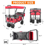Foldable Wagon with Removable Canopy & Cooler Bag - Heavy Duty Collapsible Wagon Utility Cart with 62770296