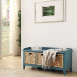 Beige and Teal Bench with 3-Drawer B062P189199