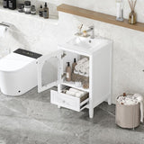 20" Bathroom Vanity with Sink, Bathroom Cabinet with Soft Closing Glass Door, A Drawer, White N725P185457K