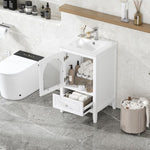 ZUN 20" Bathroom Vanity with Sink, Bathroom Cabinet with Soft Closing Glass Door, A Drawer, White N725P185457K