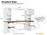 Farmhouse Arched Computer Desk with Hutch, Mid-Century Walnut Home Office Workstation with Charging 49828555