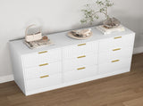 White 9 Drawer Dresser, 63" Large Deep Chest of, Wooden Dresser Storage Cabinet with 9 W409P307539