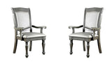 Glorious Classic Traditional Dining Chairs Gray Color Solid wood Leatherette Cushion Seat Set of 2pc B011115503