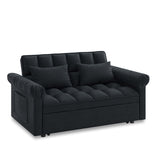 Loveseats Sofa Bed with Pull-out Bed,Adjsutable Back-Black W487P263842