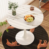 ZUN 31.4 "round table, medieval white marble patterned tulip table, 2-3 person metal base W1727P229041