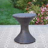 Outdoor 16-inch Multi-brown Wicker Hourgla Side Table 61431.00MBRN