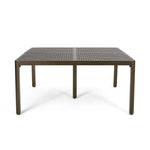 ZUN Outdoor Modern Aluminum Dining Table with Woven Accents, Gloss Black 65144.00BZE