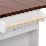 K&K 53'' Farmhouse Island with Two Tempered Glass Cabinet Doors, Power Outlet, Rolling N707P263637W