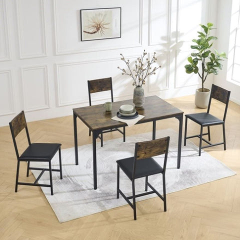 ZUN Modern Dining Room Set for 5 Pieces Dining Table Set, Particle board with Sturdy Metal Frame&Legs, 83787140