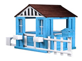Outdoor Playhouse, Wooden Kids Play House w/Picnic Bench, Half Door, Windows, Mailbox, Fence, W2644P368997