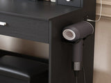 Vanity Table with Mirror & Adjustable LED Lights, Power Outlet, Hairdryer Holder & Stool Compact 54057039