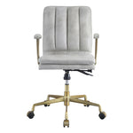 ZUN Vintage White and Chrome Swivel Office Chair B062P186452