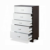 ZUN White and Espresso 5-Drawer Chest B062P209032