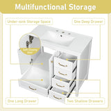 36" Bathroom Vanity with Sink, Bathroom Cabinet with Soft-Closing Door, 4 Drawers of Different N759P293646K