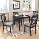 ZUN 5 Piece Kitchen Dining with Drop Leaf Dining Table and 4 Dining Upholstered Chairs, Dining Room 48994241