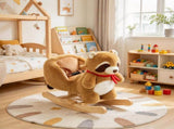 Plush Raccoon Rocking Horse for Kids, Ride-On Toy with Realistic Sounds and Safety Belt, Brown 62319020