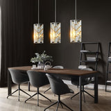 Modern Crystal Pendant Light - 3 Pack, Adjustable Hanging Ceiling Lamp with Crystal Prism Design for W1340P208477