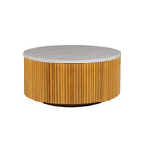 ZUN Faux White Marble Round Coffee Table with Storage B035P262683