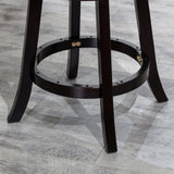 24" Counter Height X-Back Swivel Stool, Espresso Finish, Charcoal Fabric Seat B04660714