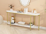 Console Table 2 Tier Narrow Entryway Table with Storage Shelves Faux 82101132