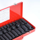 35PC 1/2-Inch Impact Socket Set 6 Point Metric Size 8-32mm,Drive Deep Spindle Axle Nut Impact Socket 34403572