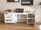57.5" Foldable Sewing Machine Table with Locking Casters, Multi-Storage Craft Station with Shelves, 62895013