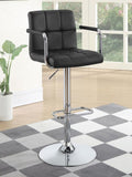 ZUN Black and Chrome Adjustable Bar Stool with Arms B062P145662