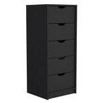 ZUN Basilea 5 Drawers Tall Dresser, Pull Out System -Black B20092124