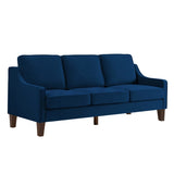 Modern 3 Person seat Sofa Couch with Scooped Armrest/Wood legs,Upholstered Velvet 3-seat Sofa with W2186P143471
