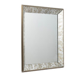 ZUN 24" x 24" Antique Silver Square Mirror with Floral Accents, Decorative Display Tray, Hanging Mirror, W2078124349